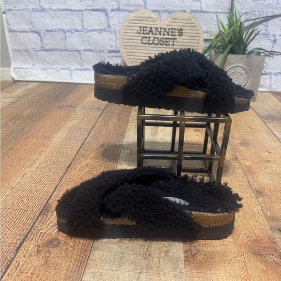 BIRKENSTOCK Papillio Daytona Shearling Slide Sandals Black 40 / 9 US - Picture 3 of 14